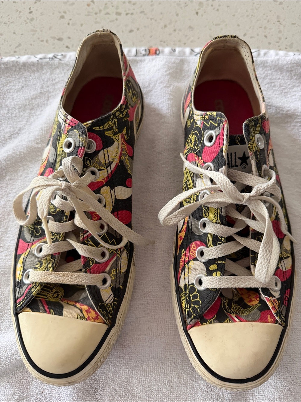 Vintage Converse Low-Top Sneakers - Black, Pink, Yellow